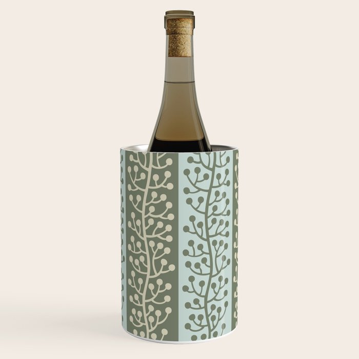 Mid Century Modern Berry Vine Sage and Mint Green Wine Chiller Gallery Image 1