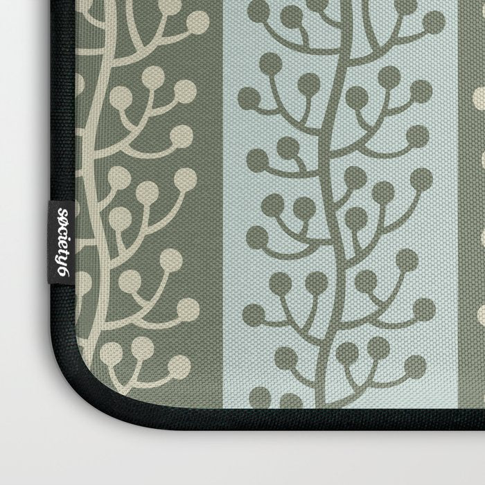 Mid Century Modern Berry Vine Sage and Mint Green Laptop Sleeve Gallery Image 3