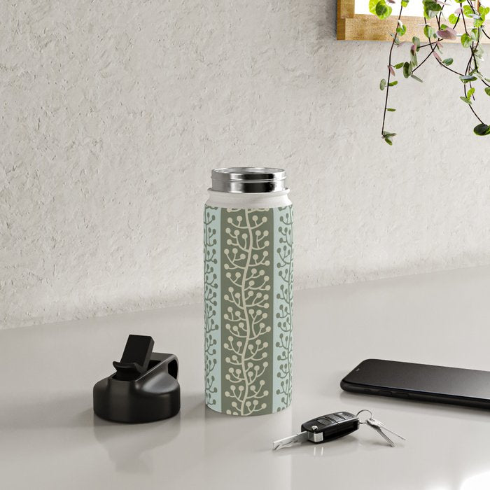 Mid Century Modern Berry Vine Sage and Mint Green Water Bottle Gallery Image 4