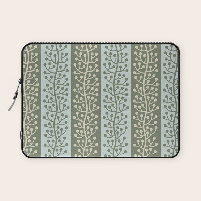 Mid Century Modern Berry Vine Sage and Mint Green Laptop Sleeve Gallery Image 1