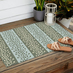 Mid Century Modern Berry Vine Sage and Mint Green Outdoor Rug Gallery Image 2