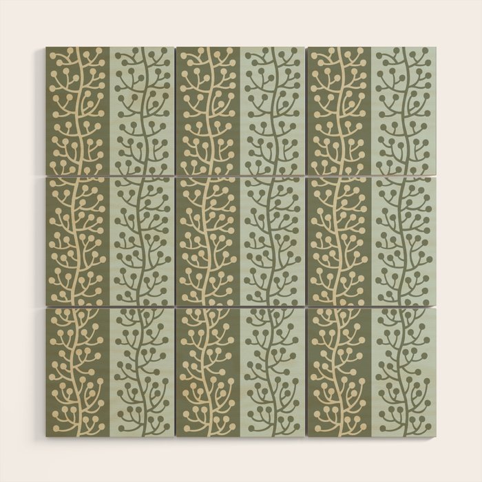 Mid Century Modern Berry Vine Sage and Mint Green Wood Wall Art Gallery Image 1