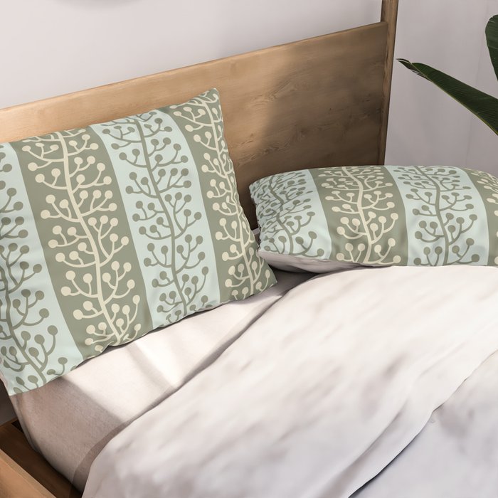 Mid Century Modern Berry Vine Sage and Mint Green Pillow Sham Gallery Image 2