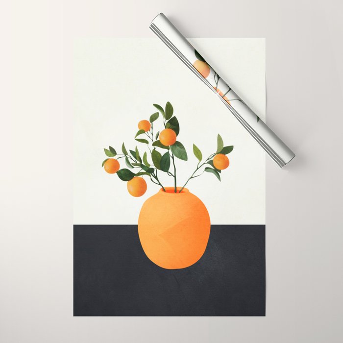  Orange Tree Branch in a Vase 02 Wrapping Paper Gallery Image 1