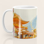 Vintage Mid Century Modern Japan Travel Poster Deer Red Pagoda Wisteria Garden Coffee Mug Gallery Image 3