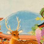 Vintage Mid Century Modern Japan Travel Poster Deer Red Pagoda Wisteria Garden Coffee Mug Gallery Image 2