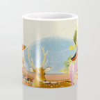 Vintage Mid Century Modern Japan Travel Poster Deer Red Pagoda Wisteria Garden Coffee Mug Gallery Image 4