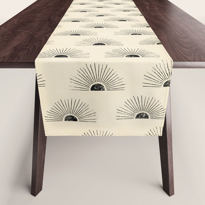 Sunrise - black and cream Table Runner Gallery Image 1