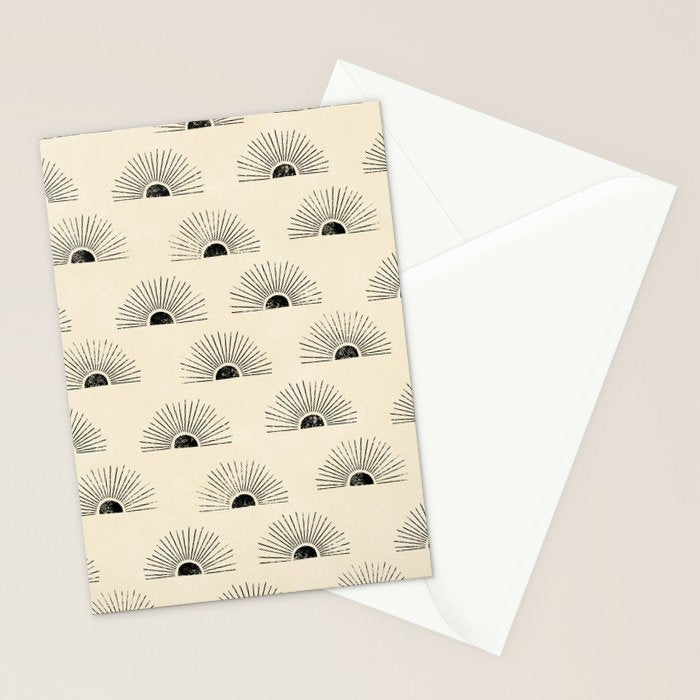 Sunrise - black and cream Stationery Card Gallery Image 2