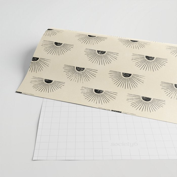 Sunrise - black and cream Wrapping Paper Gallery Image 2