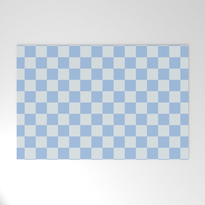 Checkerboard Mini Check Pattern in Powder Blue Welcome Mat Gallery Image 1