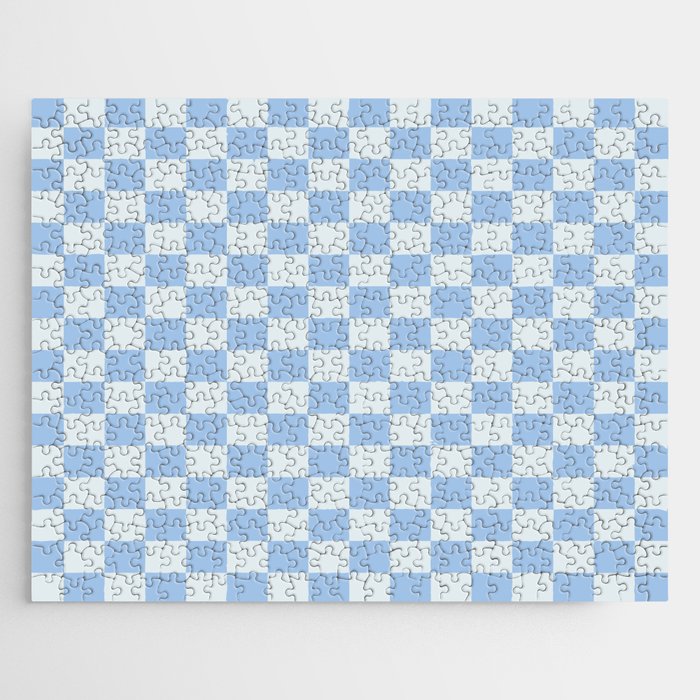 Checkerboard Mini Check Pattern in Powder Blue Jigsaw Puzzle Gallery Image 1