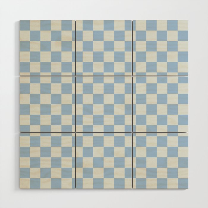 Checkerboard Mini Check Pattern in Powder Blue Wood Wall Art Gallery Image 1