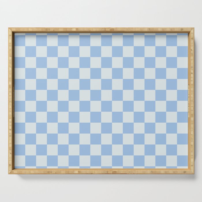 Checkerboard Mini Check Pattern in Powder Blue Serving Tray Gallery Image 1