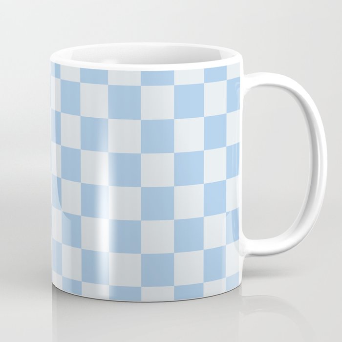 Checkerboard Mini Check Pattern in Powder Blue Coffee Mug Gallery Image 1