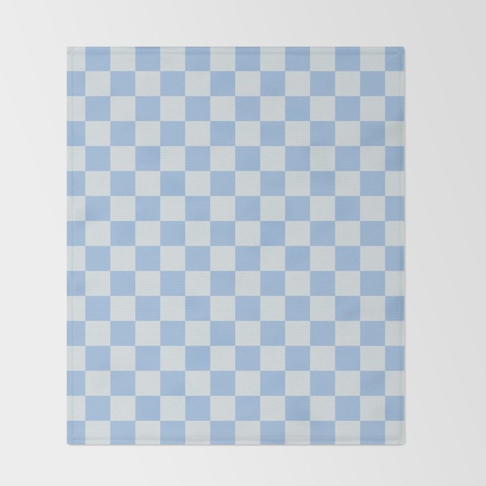 Checkerboard Mini Check Pattern in Powder Blue Throw Blanket Gallery Image 2