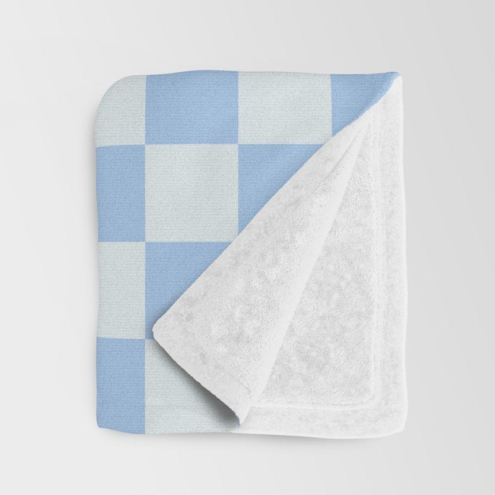 Checkerboard Mini Check Pattern in Powder Blue Throw Blanket Gallery Image 3
