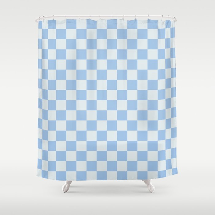 Checkerboard Mini Check Pattern in Powder Blue Shower Curtain Gallery Image 1