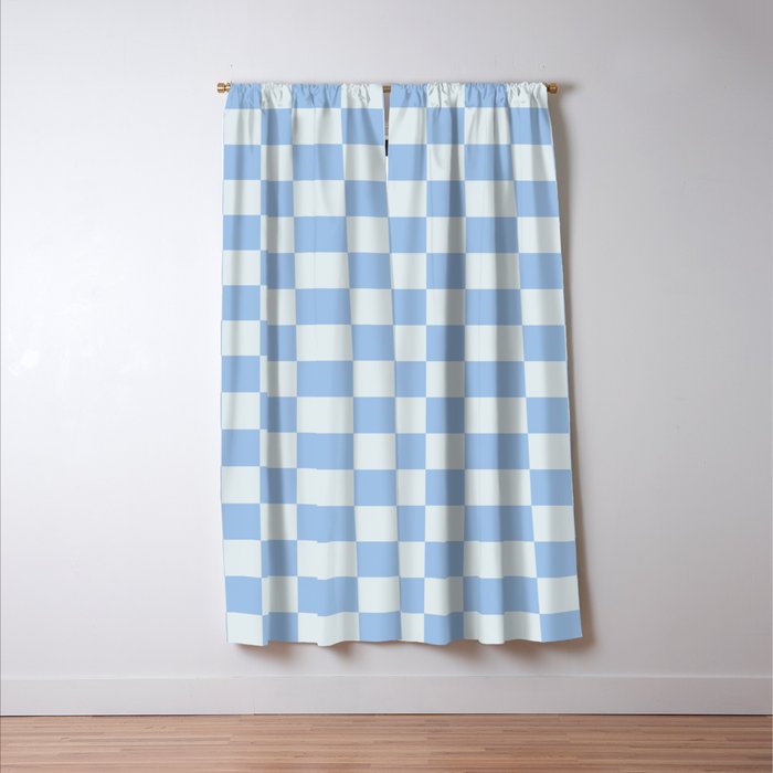 Checkerboard Mini Check Pattern in Powder Blue Window Curtain Gallery Image 3