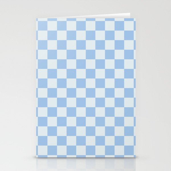 Checkerboard Mini Check Pattern in Powder Blue Stationery Card Gallery Image 1