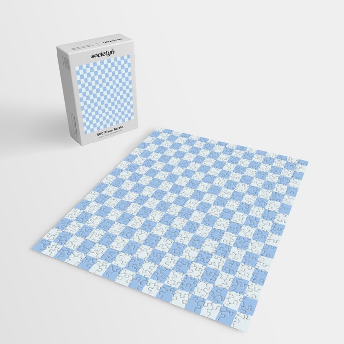 Checkerboard Mini Check Pattern in Powder Blue Jigsaw Puzzle Gallery Image 2