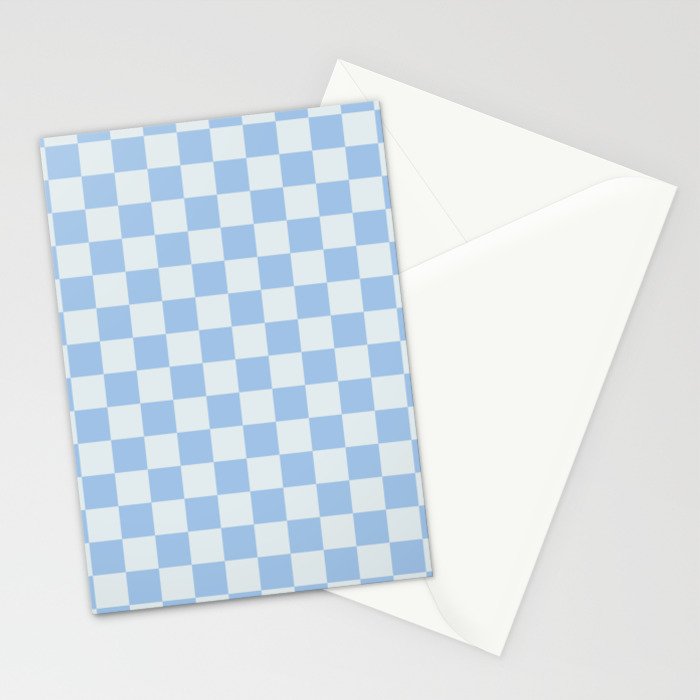 Checkerboard Mini Check Pattern in Powder Blue Stationery Card Gallery Image 2