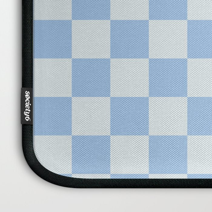 Checkerboard Mini Check Pattern in Powder Blue Laptop Sleeve Gallery Image 3