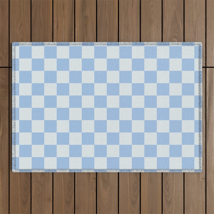 Checkerboard Mini Check Pattern in Powder Blue Outdoor Rug Gallery Image 1