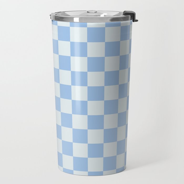 Checkerboard Mini Check Pattern in Powder Blue Travel Mug Gallery Image 2