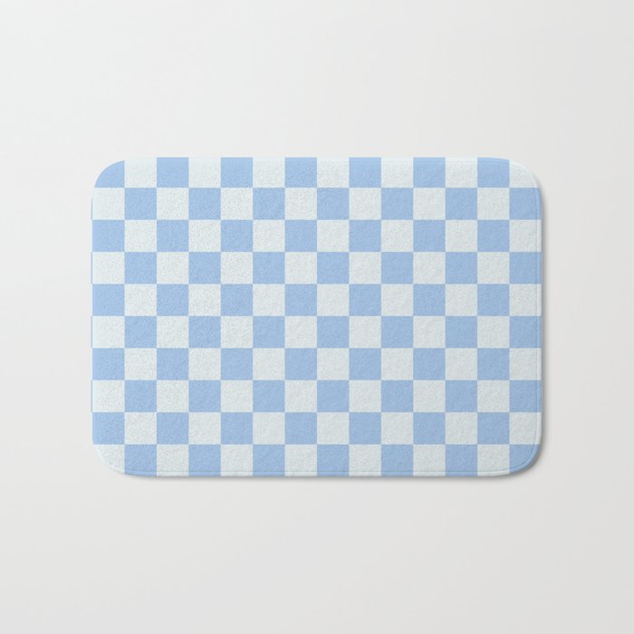 Checkerboard Mini Check Pattern in Powder Blue Bath Mat Gallery Image 1