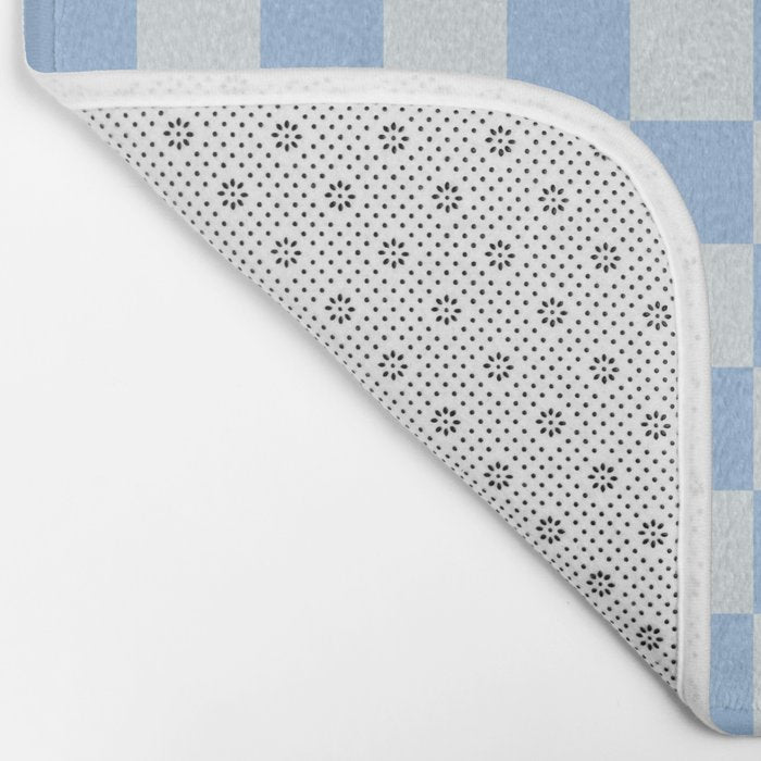 Checkerboard Mini Check Pattern in Powder Blue Bath Mat Gallery Image 2