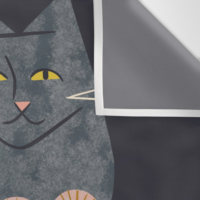 Gray Cat And Flowers Wall Tapestry Gallery Image 3