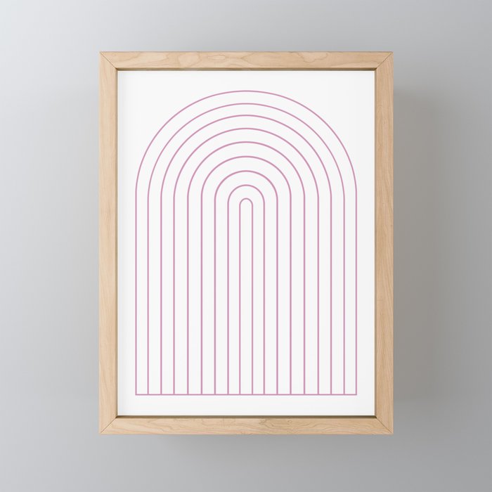 Minimal Arch XXVI White and Pink Modern Geometric Lines Mini Art Print Gallery Image 1