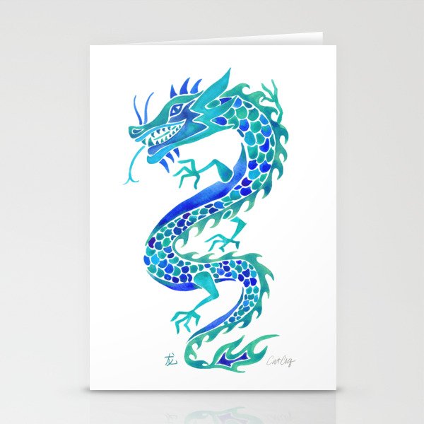 Chinese Dragon - Blue Palette Stationery Card Gallery Image 2