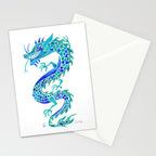 Chinese Dragon - Blue Palette Stationery Card Gallery Image 2