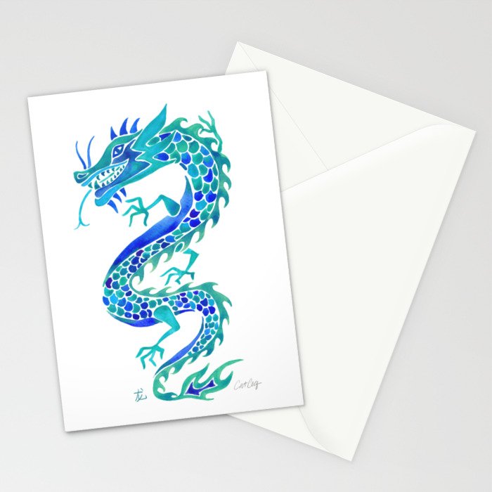 Chinese Dragon - Blue Palette Stationery Card Gallery Image 2