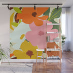 Hello Spring, Floral Nature Pastel Botanical Painting, Bohemian Mid-Century Contemporary Eclectic Plants Garden Wall Mural Gallery Image 1