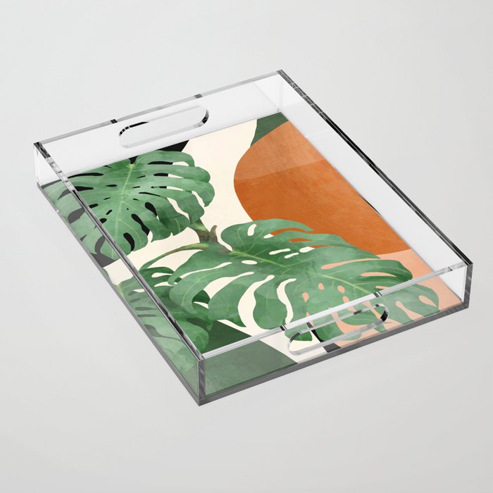 Tropical Leaves- Abstract Art  Acrylic Tray Gallery Image 1