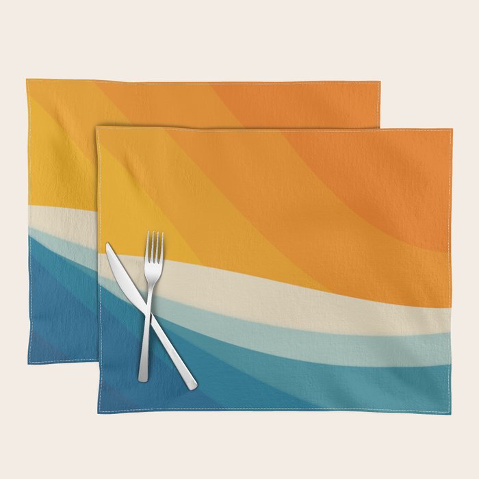 Abstract colorful landscape with wavy sea and sun Placemat Gallery Image 1