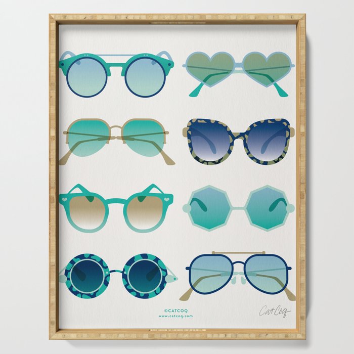 Sunglasses Collection - Turquoise & Navy Palette Serving Tray Gallery Image 1