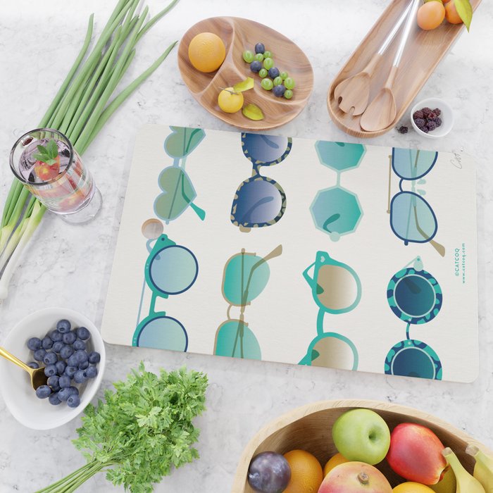 Sunglasses Collection - Turquoise & Navy Palette Cutting Board Gallery Image 2