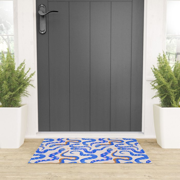 Blue Snakes Pattern Welcome Mat Gallery Image 3
