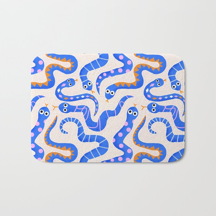 Blue Snakes Pattern Bath Mat Gallery Image 1
