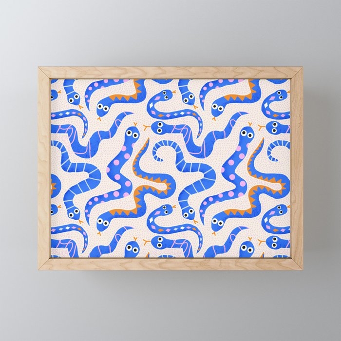 Blue Snakes Pattern Mini Art Print Gallery Image 1