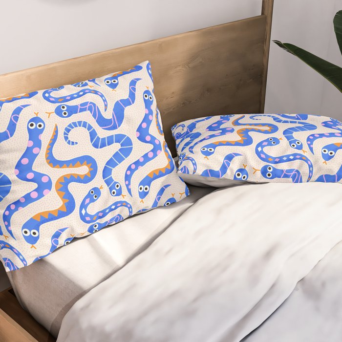 Blue Snakes Pattern Pillow Sham Gallery Image 2
