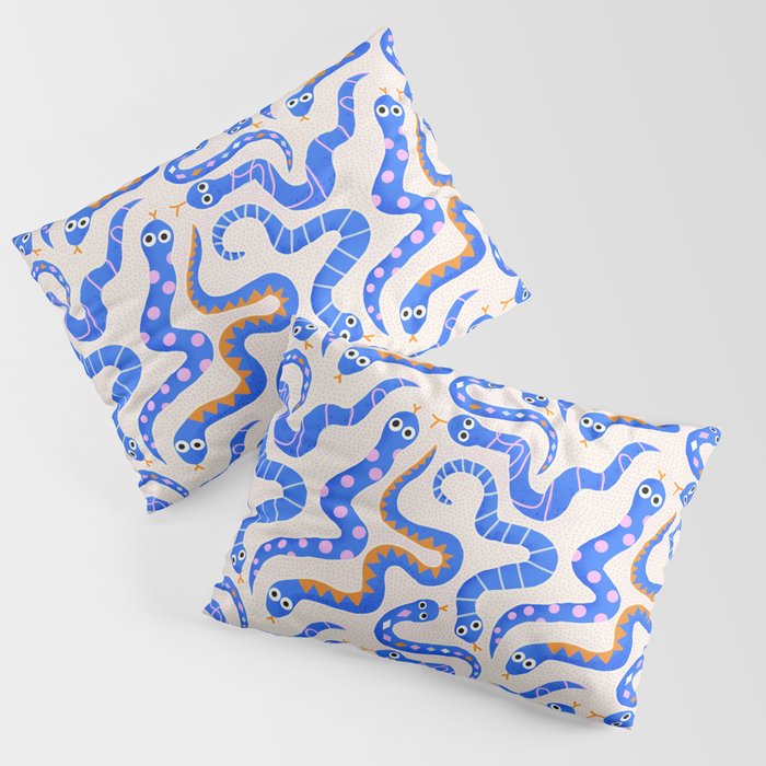 Blue Snakes Pattern Pillow Sham Gallery Image 3