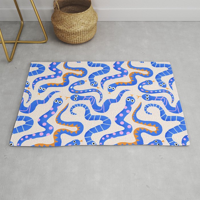Blue Snakes Pattern Rug Gallery Image 1
