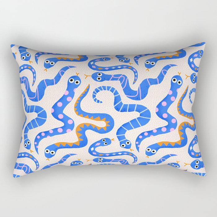 Blue Snakes Pattern Rectangular Pillow Gallery Image 1