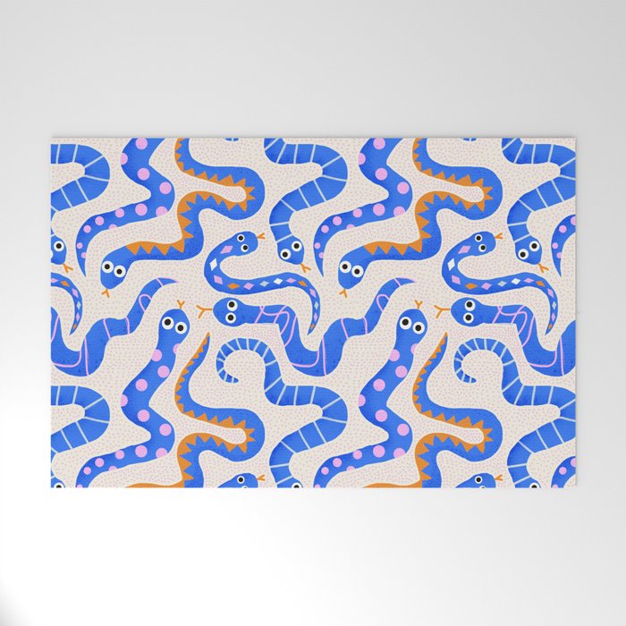 Blue Snakes Pattern Welcome Mat Gallery Image 1