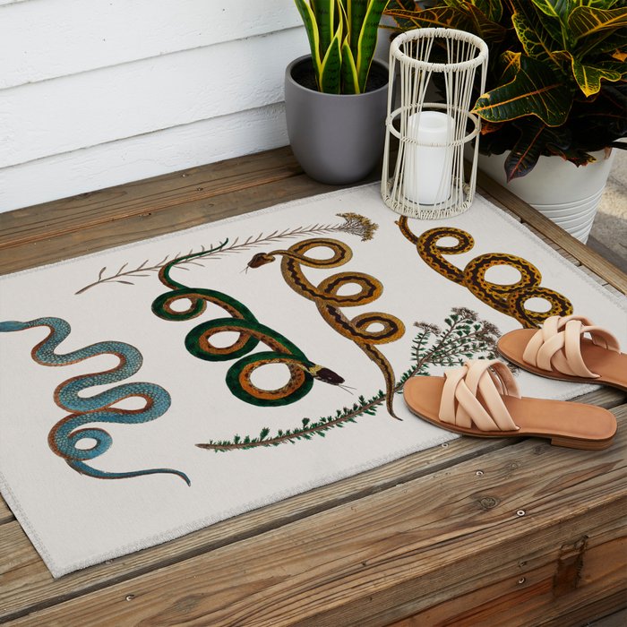 Albertus Seba Baby Breath Snakes  Outdoor Rug Gallery Image 2